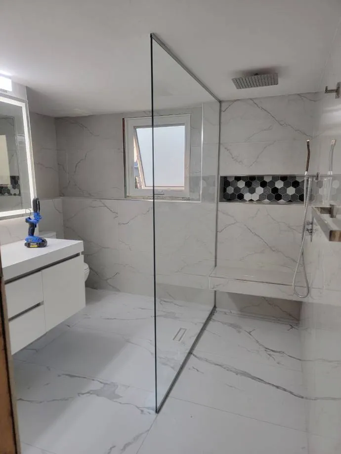 Completed walk-in shower & wet room
