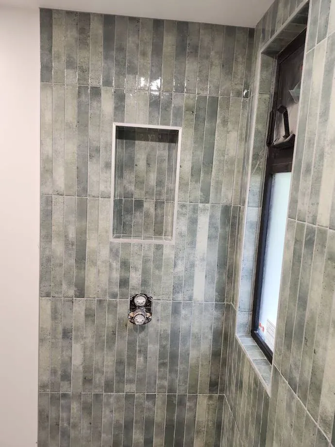 Finished shower wall & niche