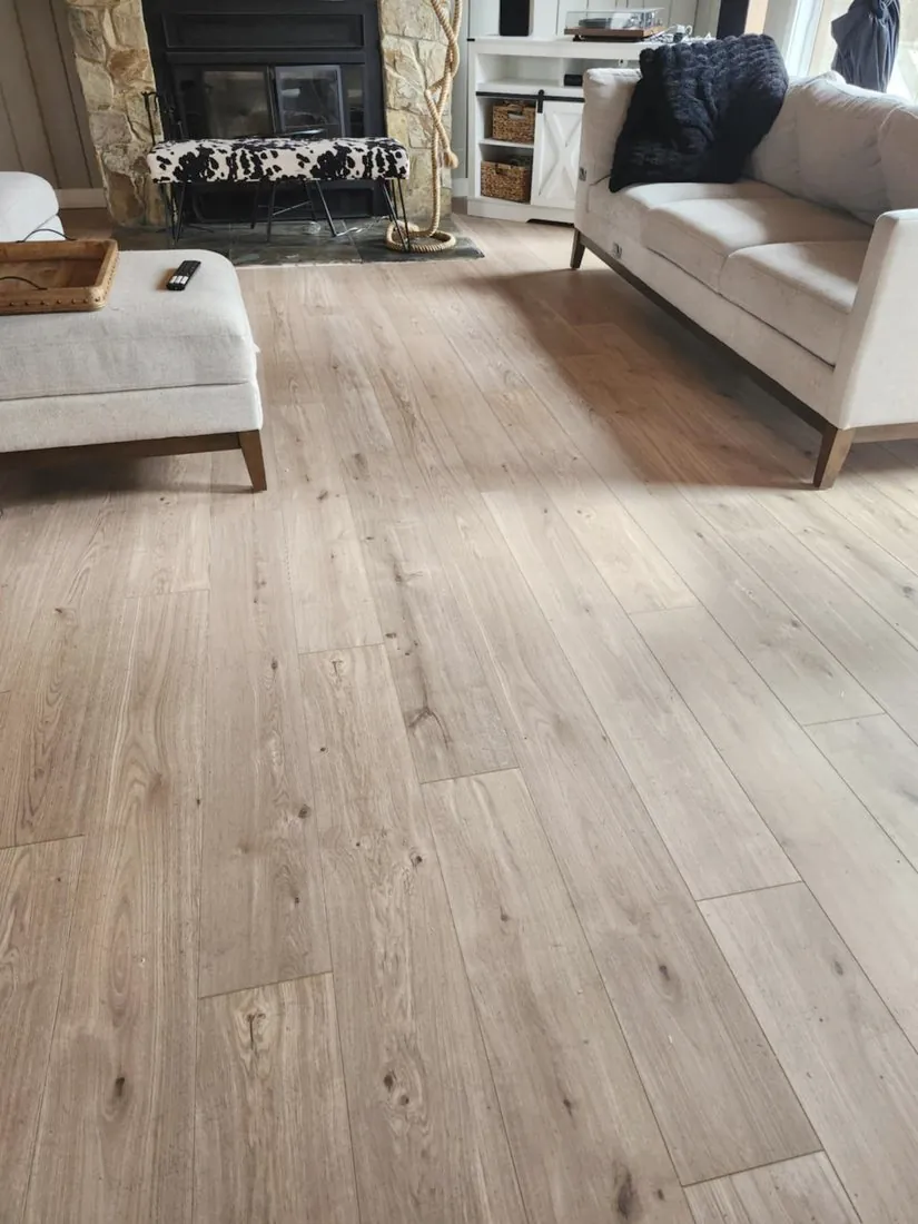 Finished living room in light oak