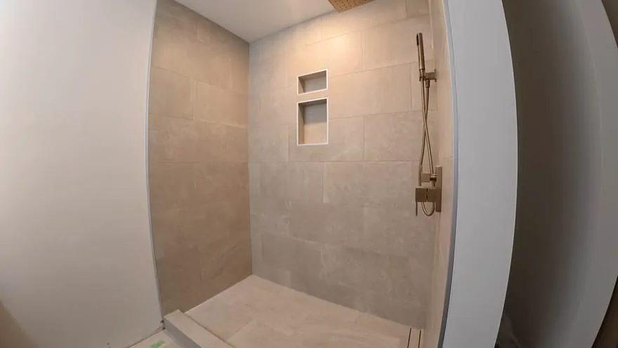 Curbless walk-in shower