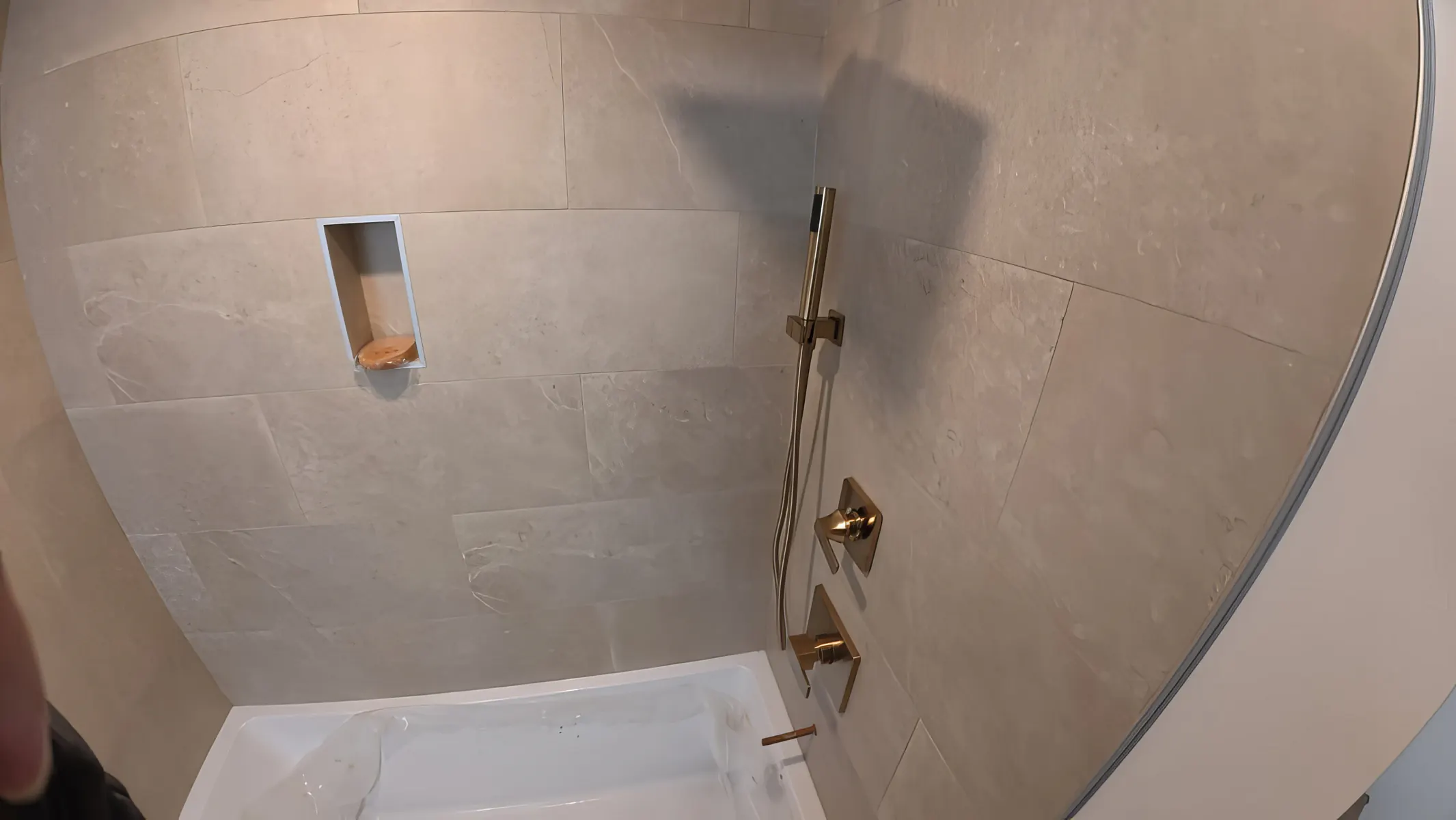 Tub filler & soap niche