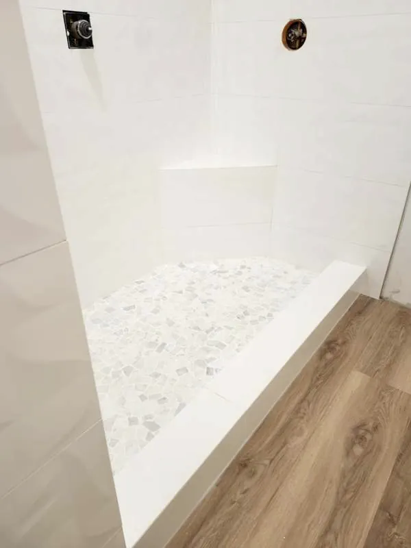 Marble-chip floor & bench
