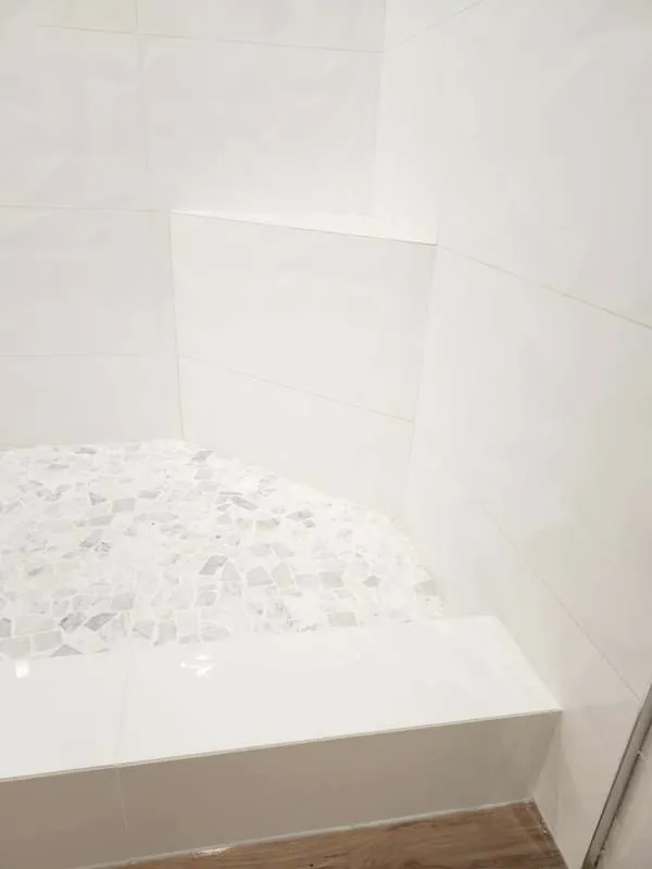 Pebble mosaic & corner bench