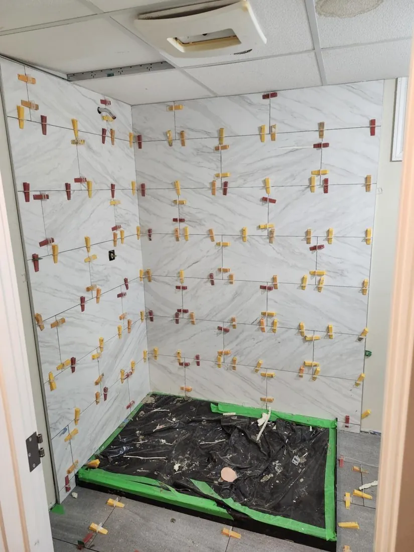 Walls going up with leveling clips