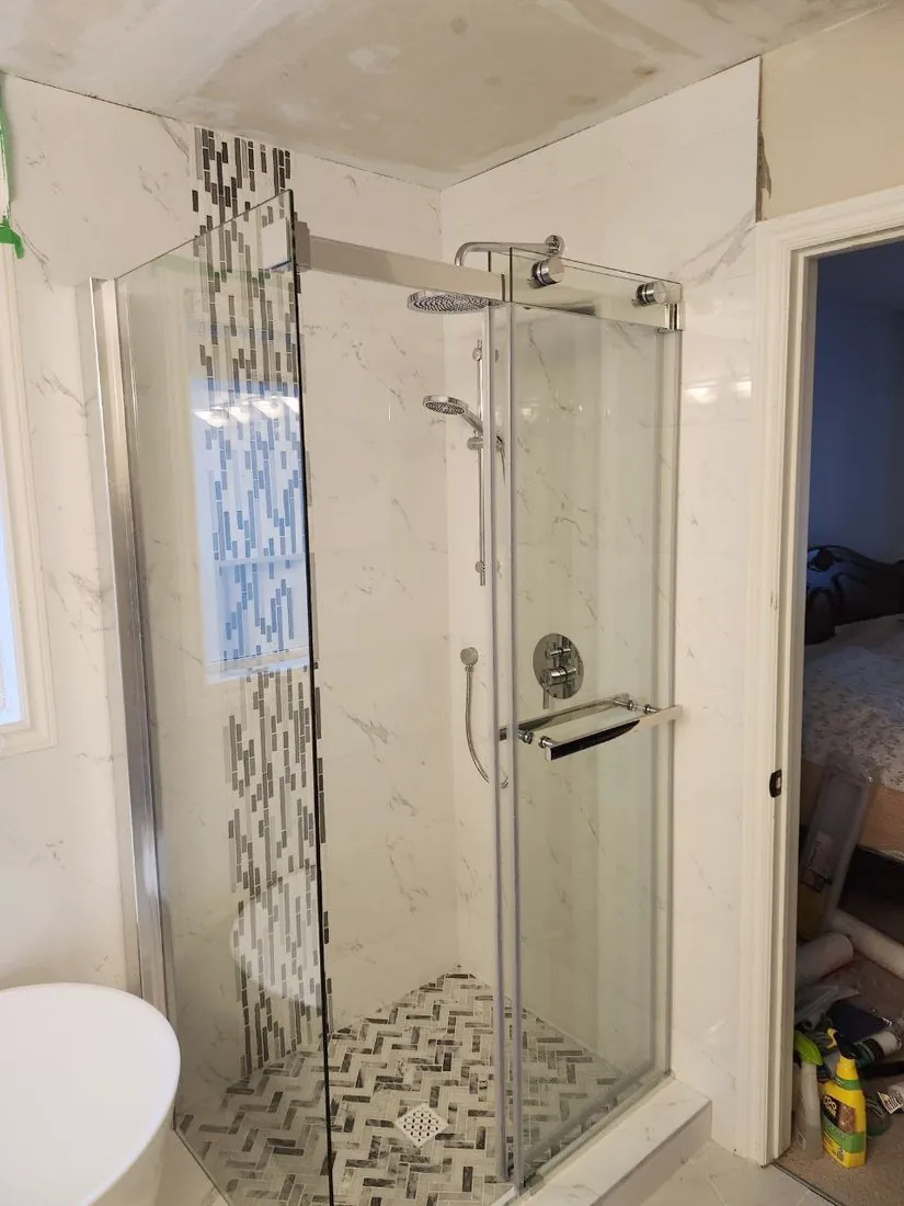Glass corner shower