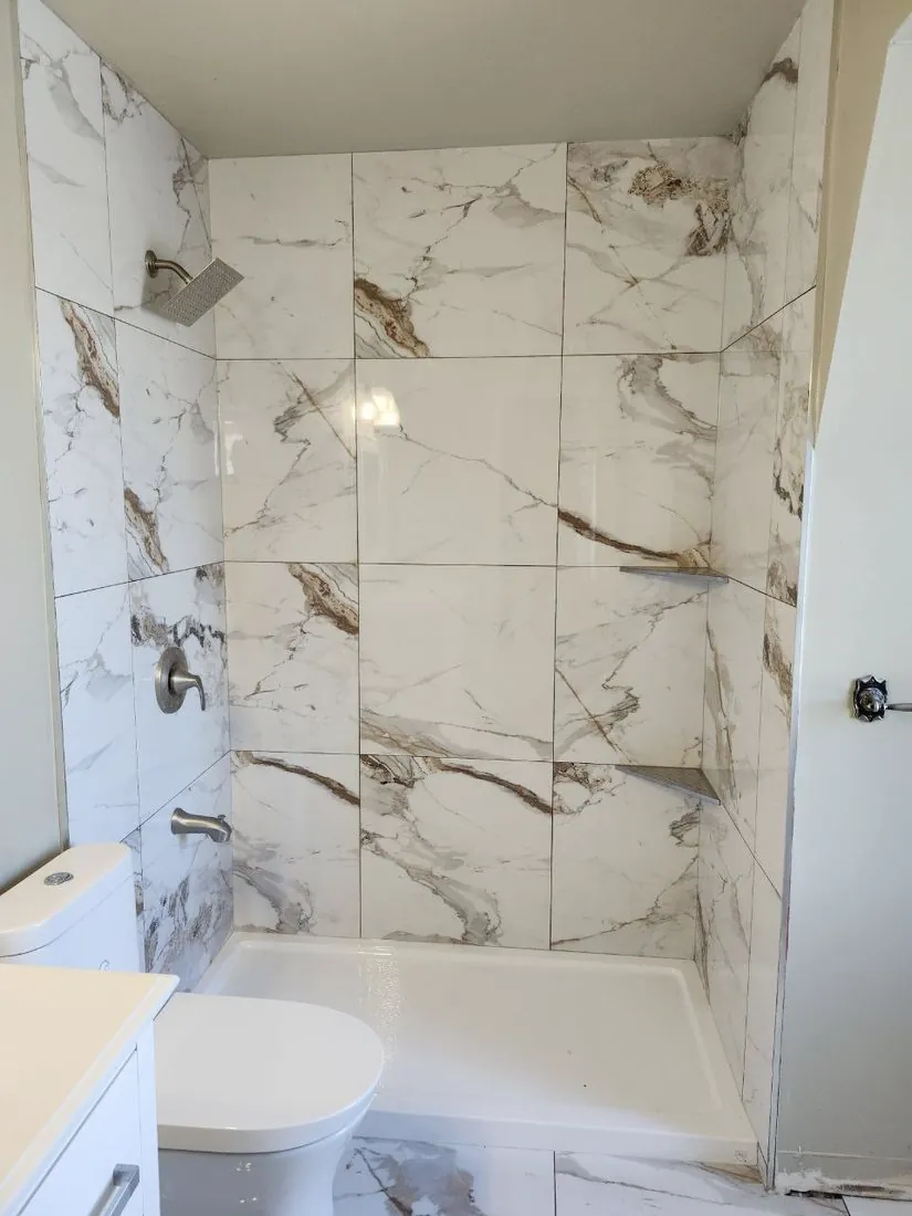 Finished alcove shower