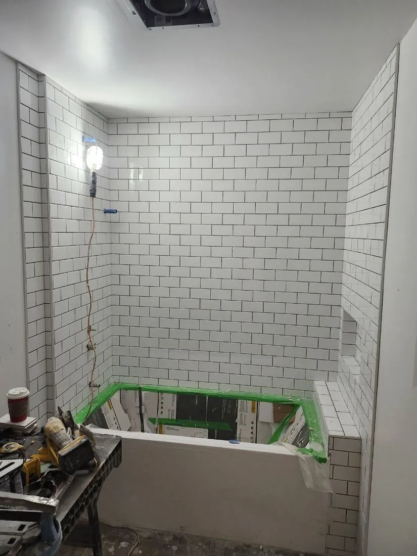 White subway-tile surround