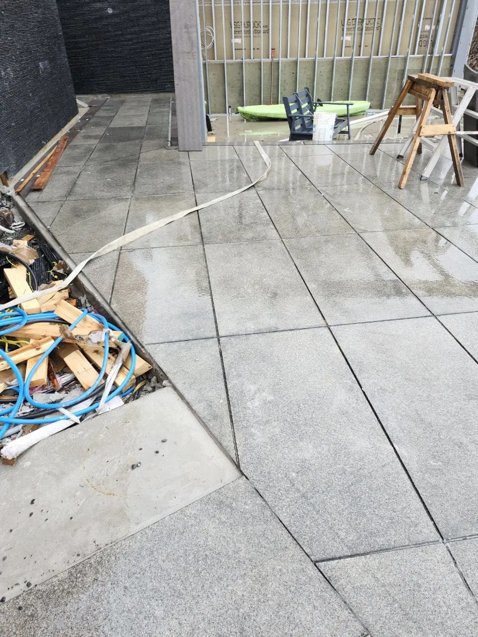 Large-format granite paver field