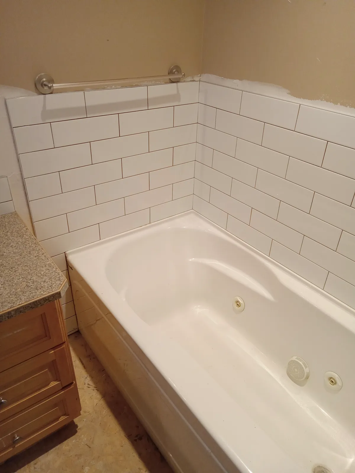 White subway tub surround